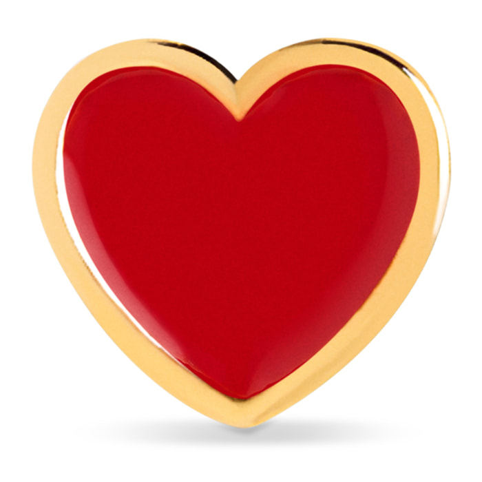 Orecchino Heart Red Enamel Placcato Oro