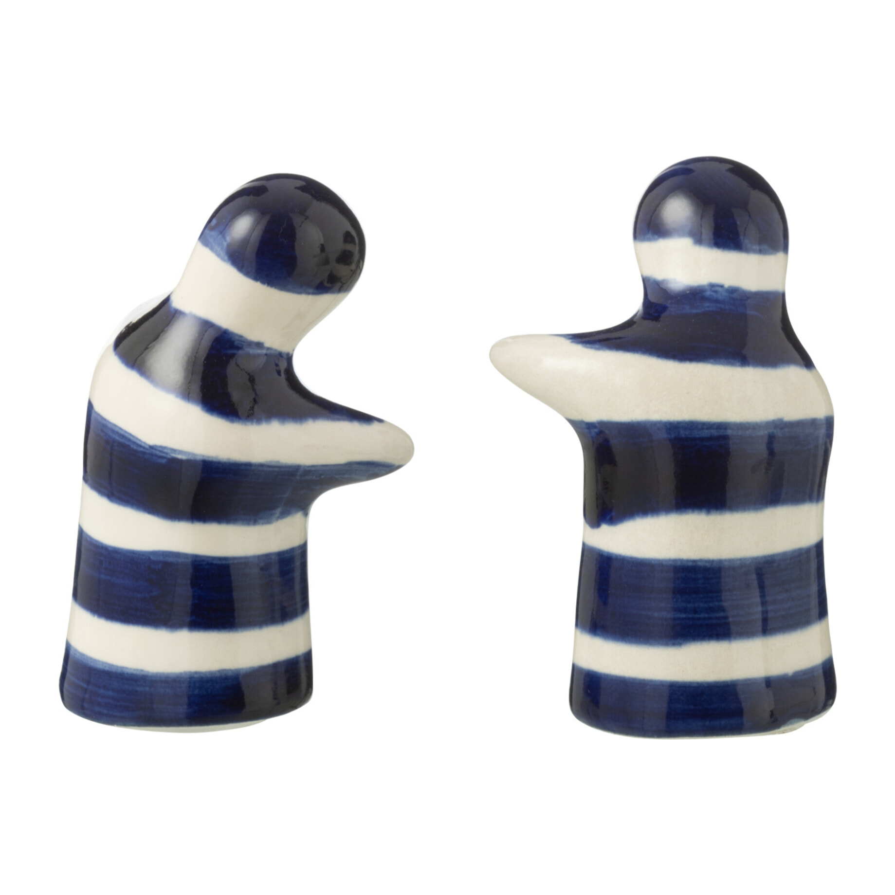 J-Line salière + poivrière Granada Stripes - céramique - blanc/bleu