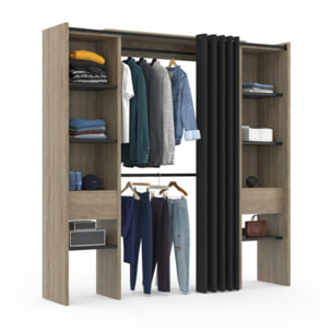 Dressing Justine extensible 120-180cm double colonne effet bois