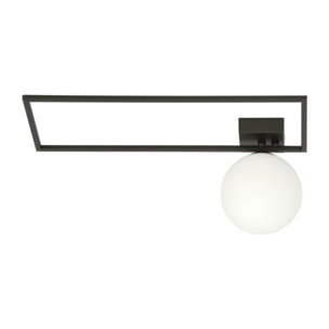 Lampada a parete IMAGO in acciaio nero opaco e vetro opale