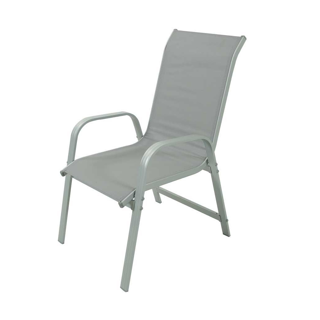 Fauteuil jardin Alu/Textilène "Porto" - Phoenix - Gris clair - Lot de 2