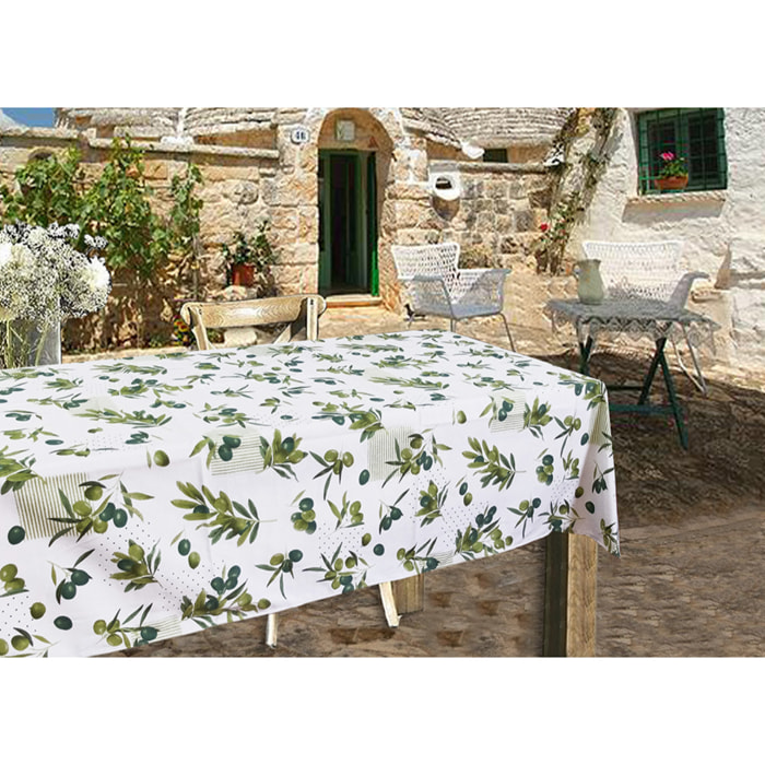Tovaglia Cucina In 100% Cotone Made In Italy Disegno Alberobello 140x180