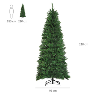 árbol de Navidad Artificial con 865 Ramas 91x210cm Verde
