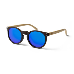 Gafas de sol OCEAN LIZARD WOOD - De brazo de bambú con montura marrón oscuro / Revo azul