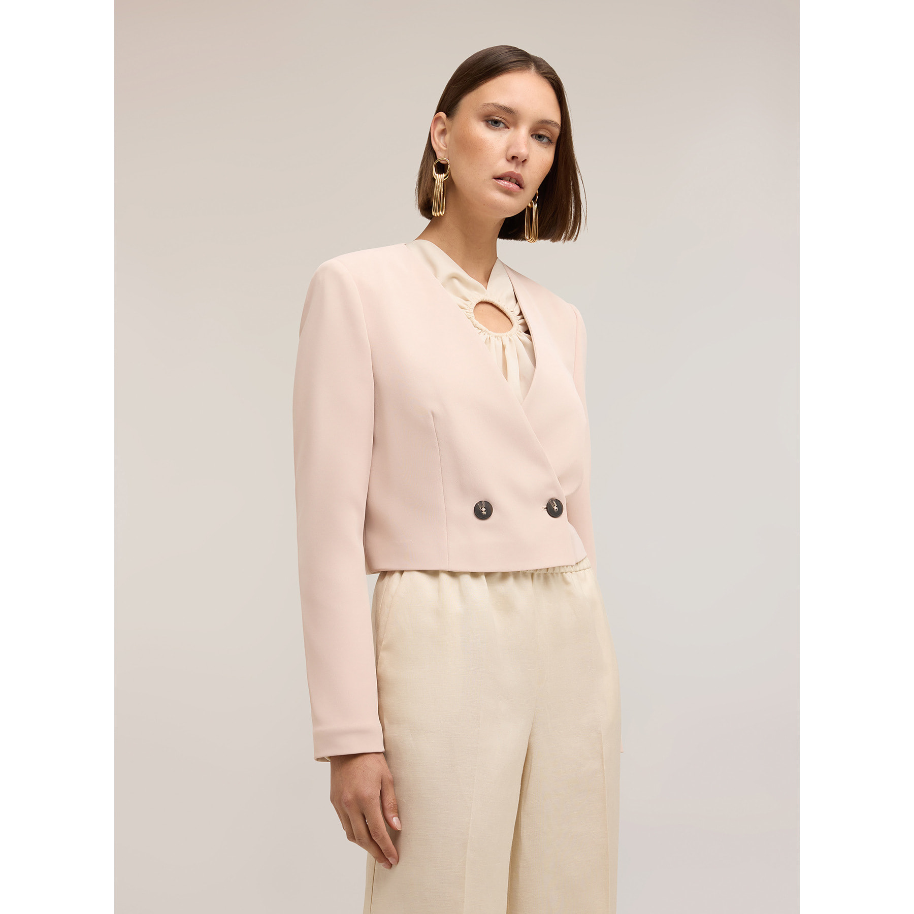 Motivi - Chaqueta spencer de doble botonadura - Rosa cipria