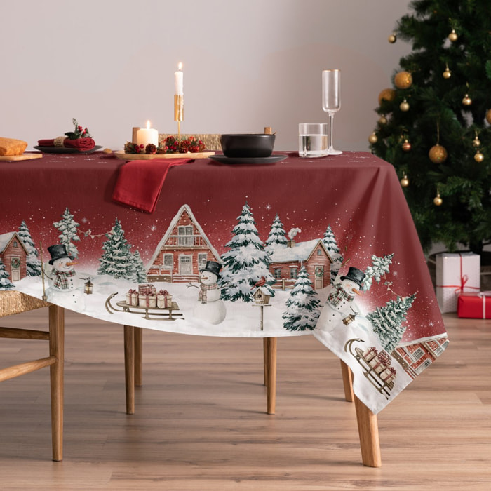 Nappe antitache SNOWTOWN ROUGE - 100% Coton