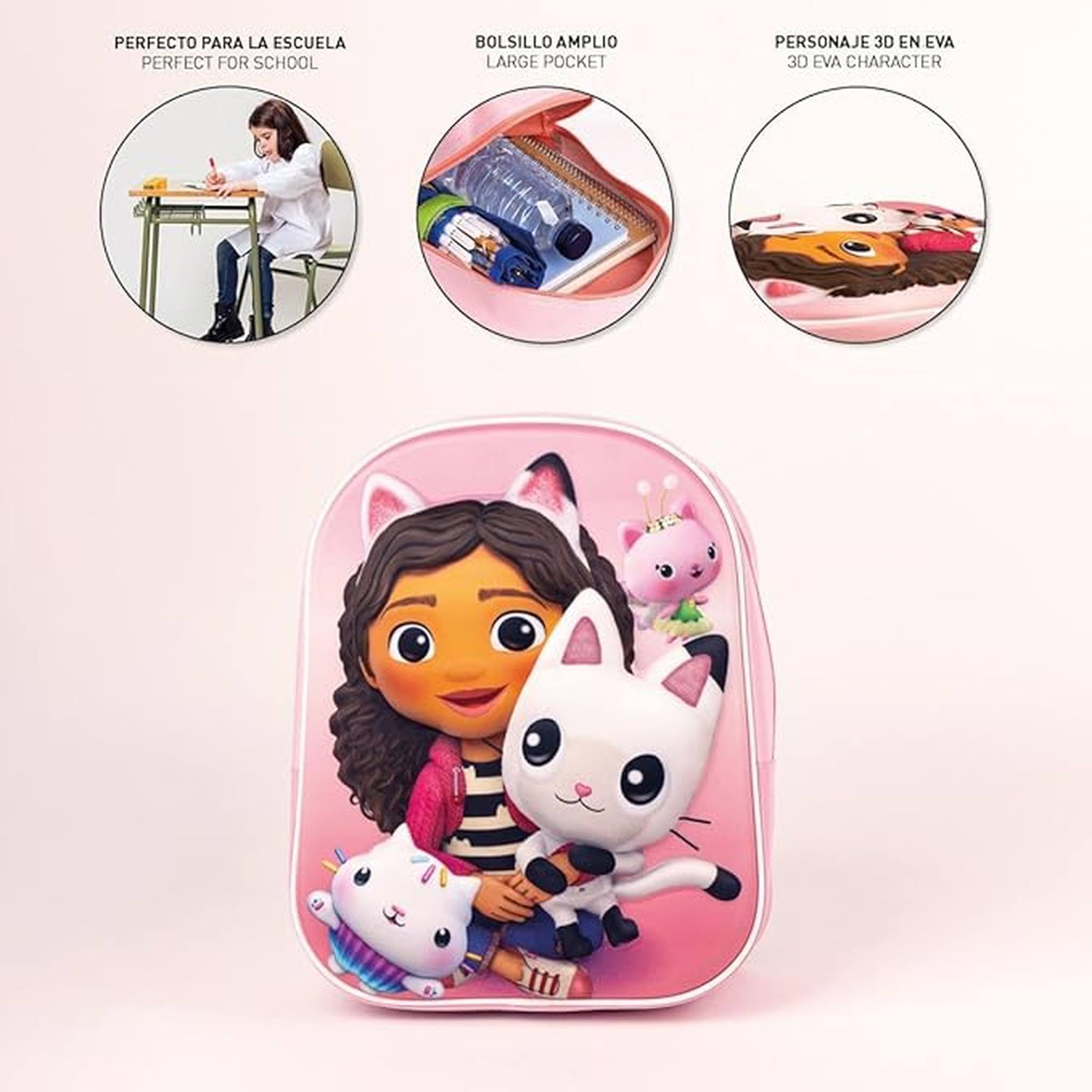 Mochila infantil 3d gabby's dollhouse