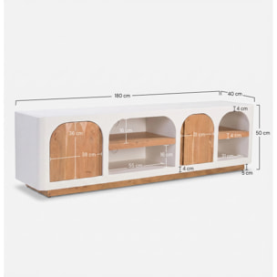 Meuble TV en plâtre blanc cassé 180 cm - Fira