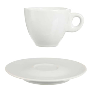 Set 6 tazas cafe porcelana blanca c plat colección vessia