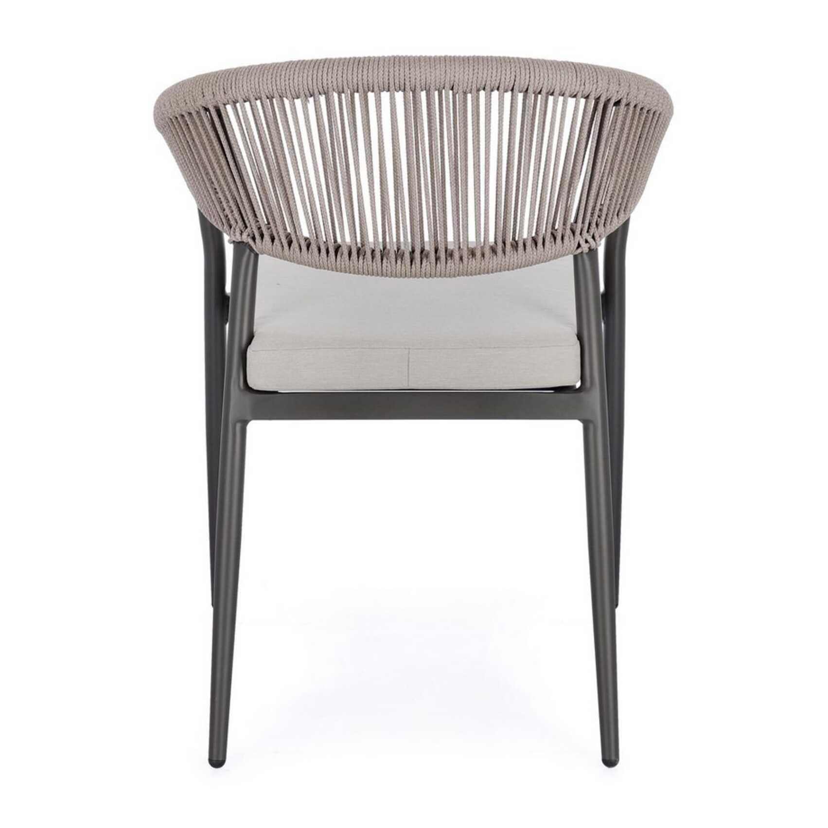 Set di 4 sedie con braccioli GETARIA antracite e beige, impilabili