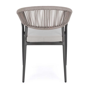 Set di 4 sedie con braccioli GETARIA antracite e beige, impilabili