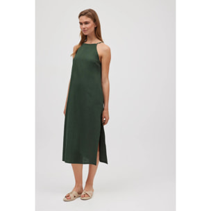 Abito midi verde senza spalline