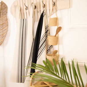 Torchon de cuisine polylin à rayures - Noir