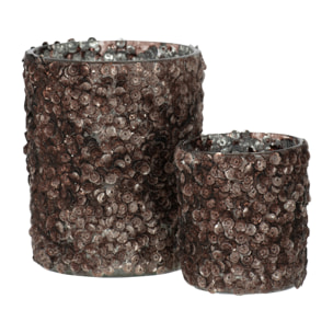 J-Line photophore Givré - verre - mat brun foncé - large