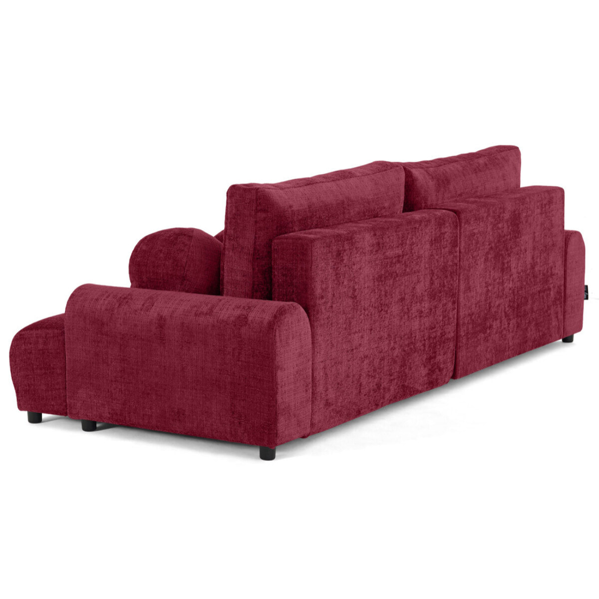 Nelly - canapé d'angle gauche 4 places convertible avec coffre en velours texturé - Prune