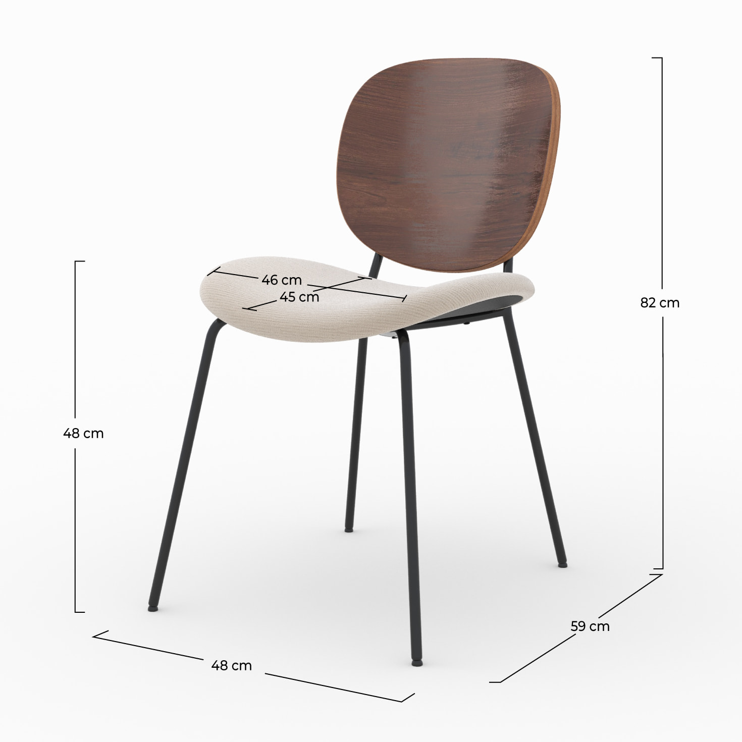 Lot de 2 chaises en tissu beige chiné et bois - Simone