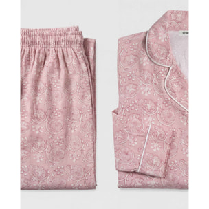 Pigiama lungo a camicia in viscosa eclat rosa