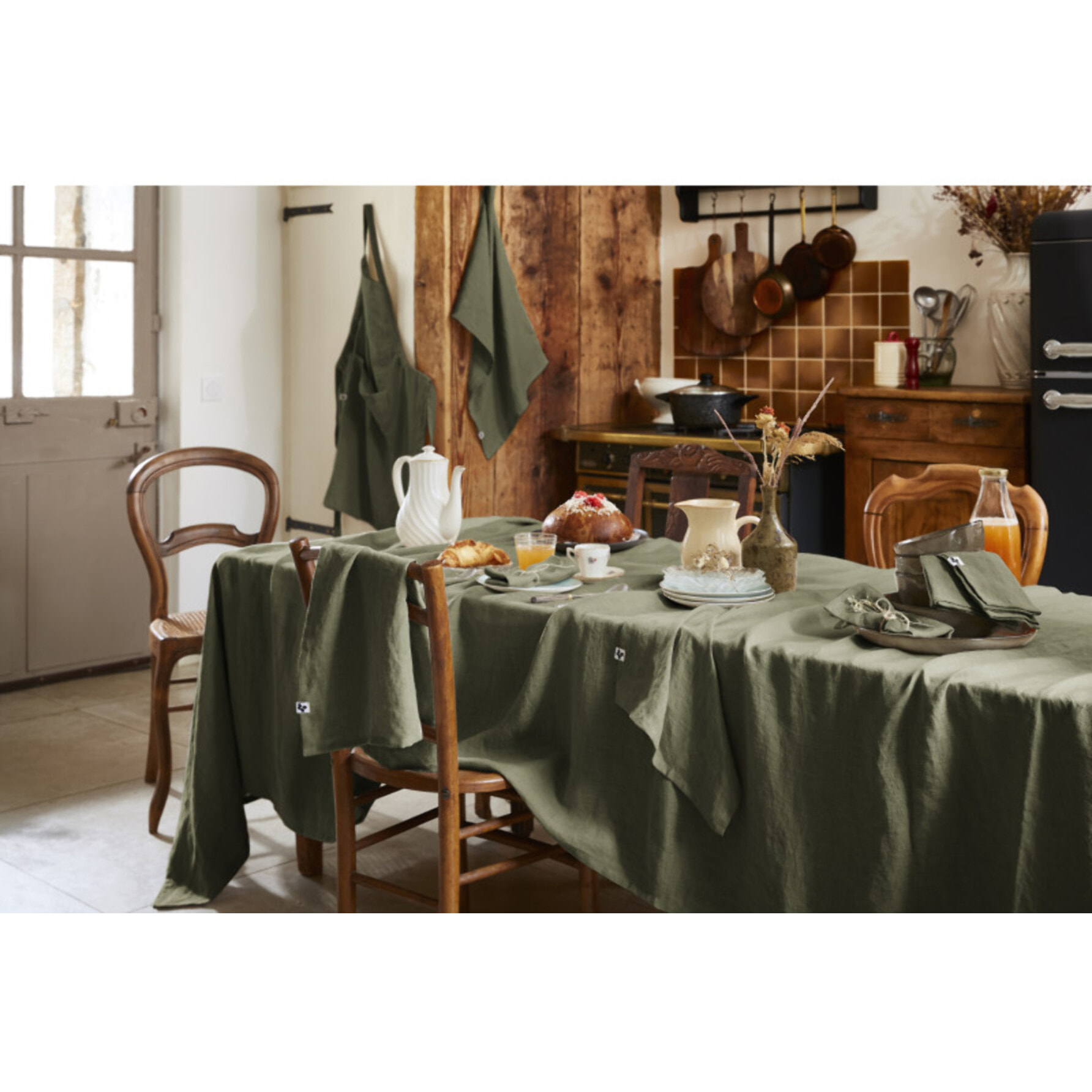 Lot de 2 essuie-mains "Soline" 50 x 70 cm Lin lavé - Couleur: Soline Thym