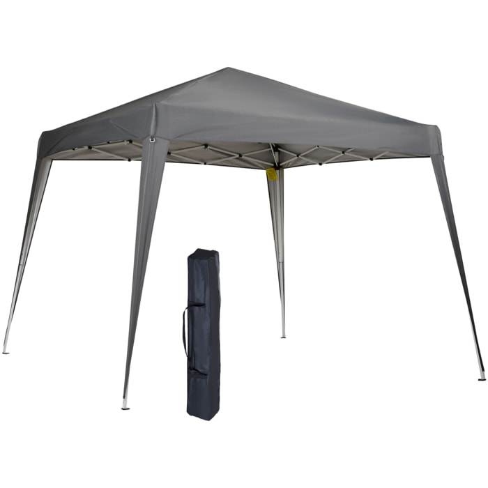 Carpa Plegable 2,4x2,4m Cenador de Jardín Impermeable Diseño Pop Up de Acero y Cubierta de Tela Oxford Gazebo para Exterior Gris