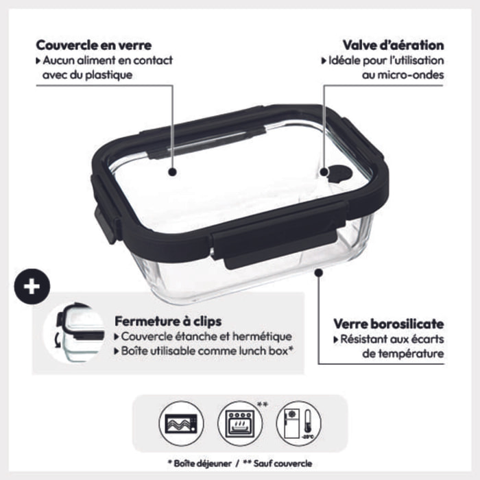 Boîte de conservation verre 09L "ClipEat"