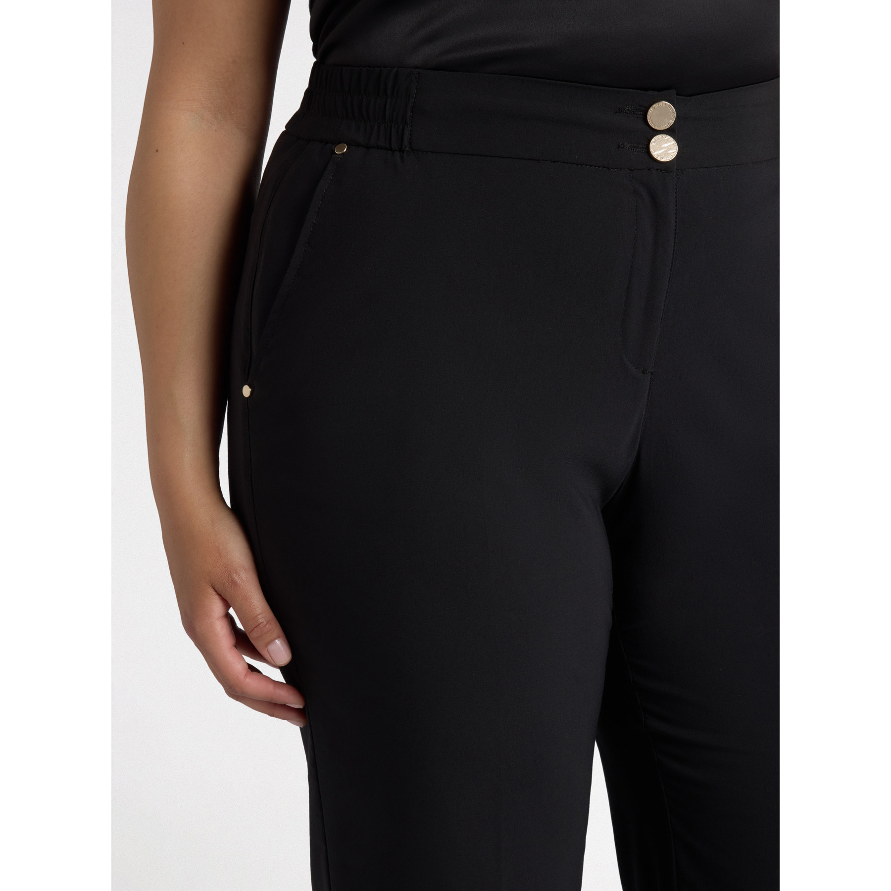 Fiorella Rubino - Pantaloni dritti in popeline leggero - Nero