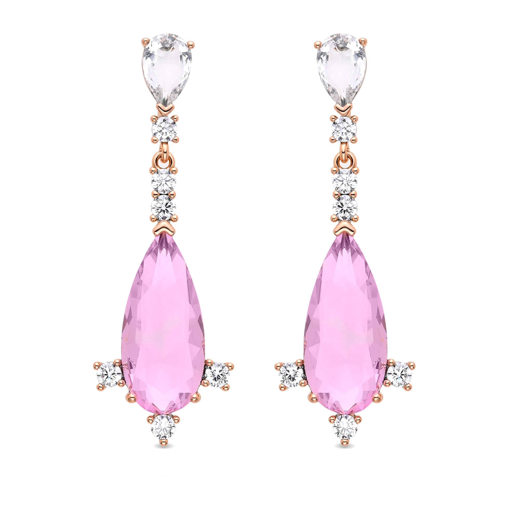 Pendientes con Circonita Multicolor acabados en oro amarillo de 18K