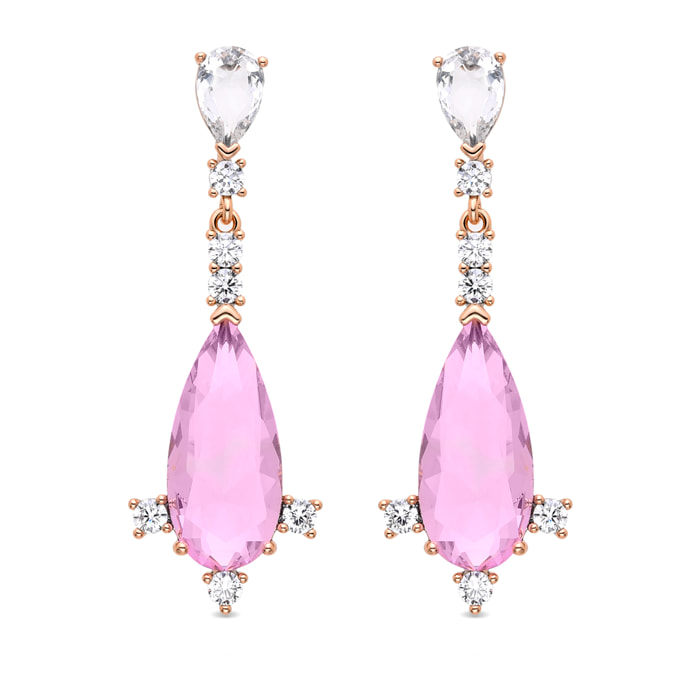 Pendientes con Circonita Multicolor acabados en oro amarillo de 18K