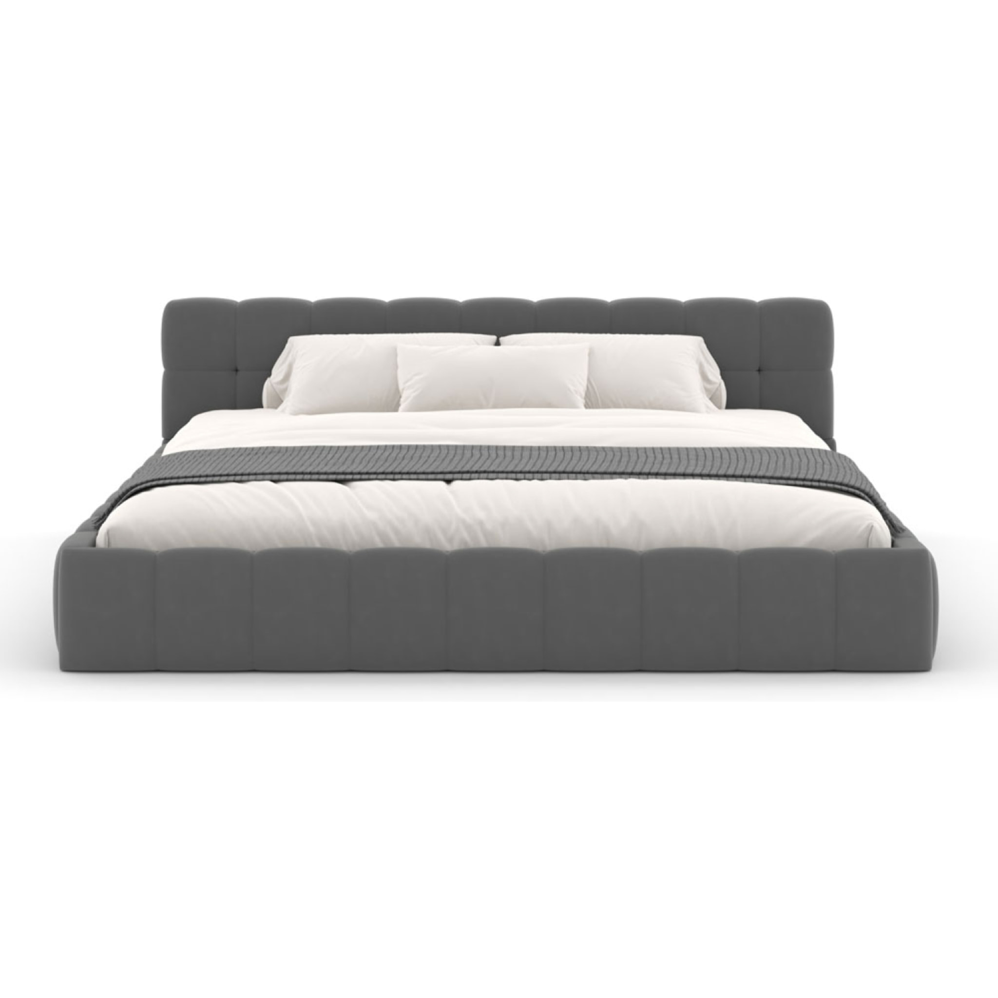 PRINCETON Lit nuage 160x200cm en velours gris