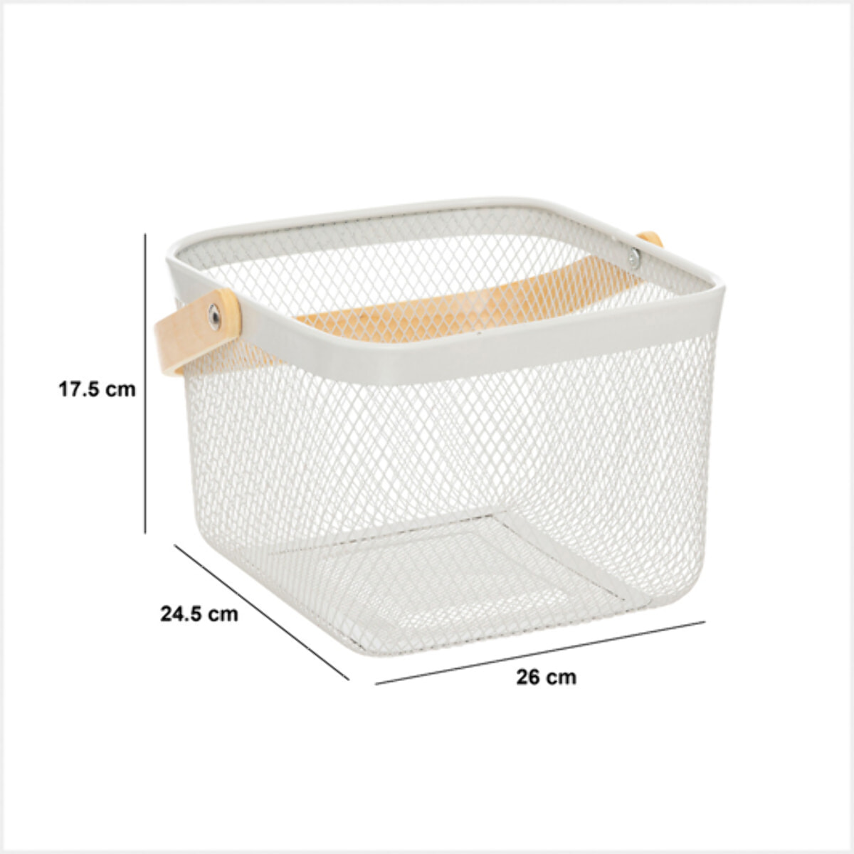 Corbeille carrée "Mayaj" en métal beige et blanc 26x24,5cm