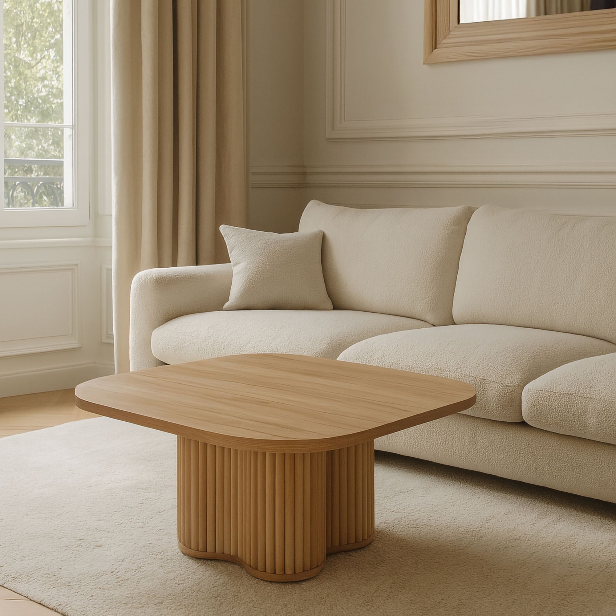 Table basse carré avec pied de forme organique 80cm ALBA