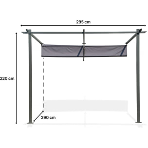 Pergola adossée avec toit rétractable - 3 x 3 m - Gris anthracite