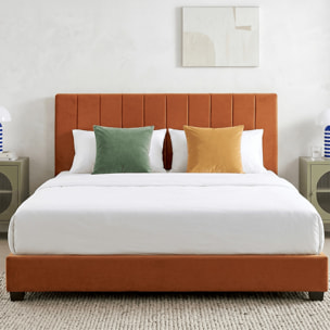 Lit avec tête de lit en velours - WILLIAM