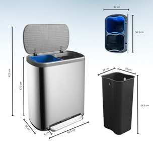 Poubelle pédale tri sélectif EMPIRE 60L