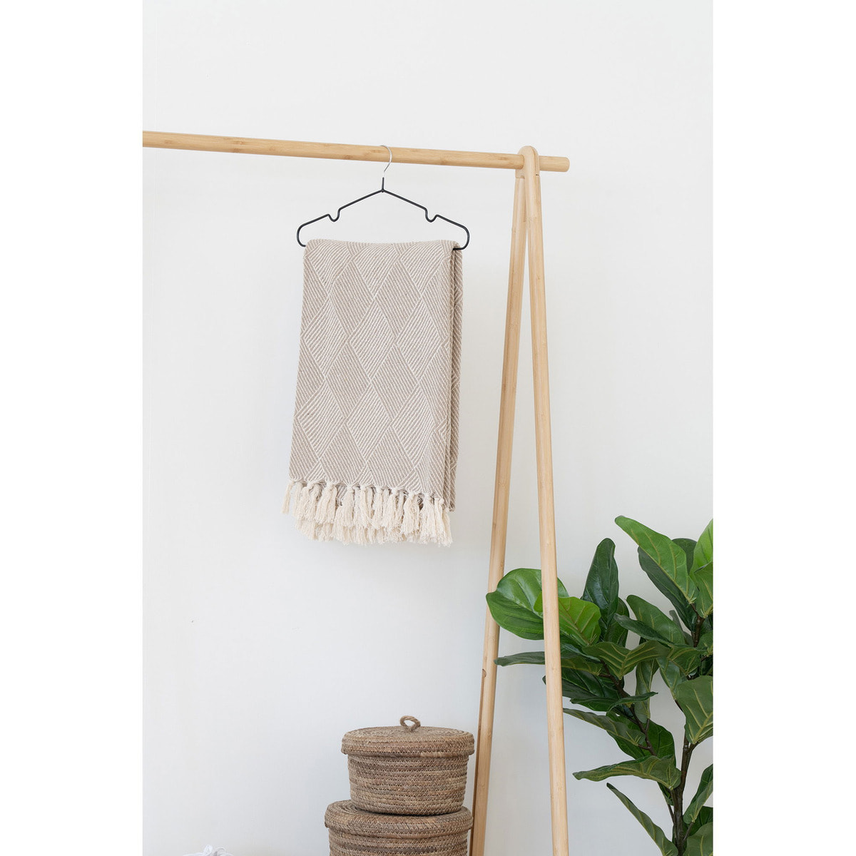Bursa - Plaid in cotone riciclato taupe 130x180 cm