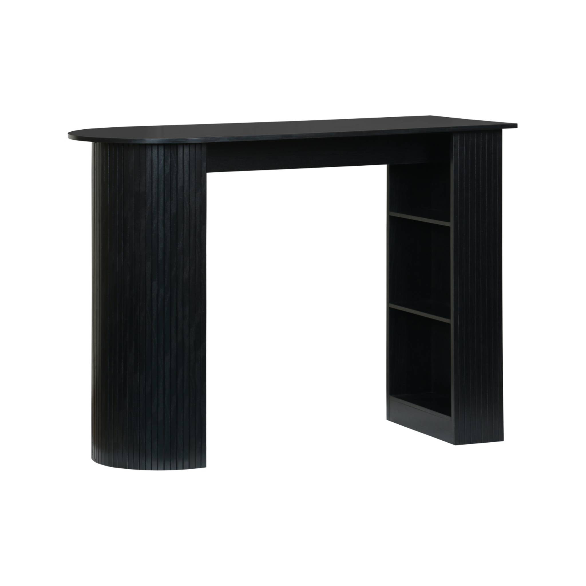 Table bar, table haute de cuisine décor bois avec rangements WALLIS