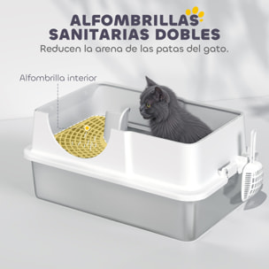 Arenero para Gatos Cubierto Extragrande Caja de Arena Cerrado con Bandeja de Acero Inoxidable Tapa Extraíble Bordes Altos Tapetes Pala sin Olor Fácil de Limpiar para Gatos Grandes Blanco