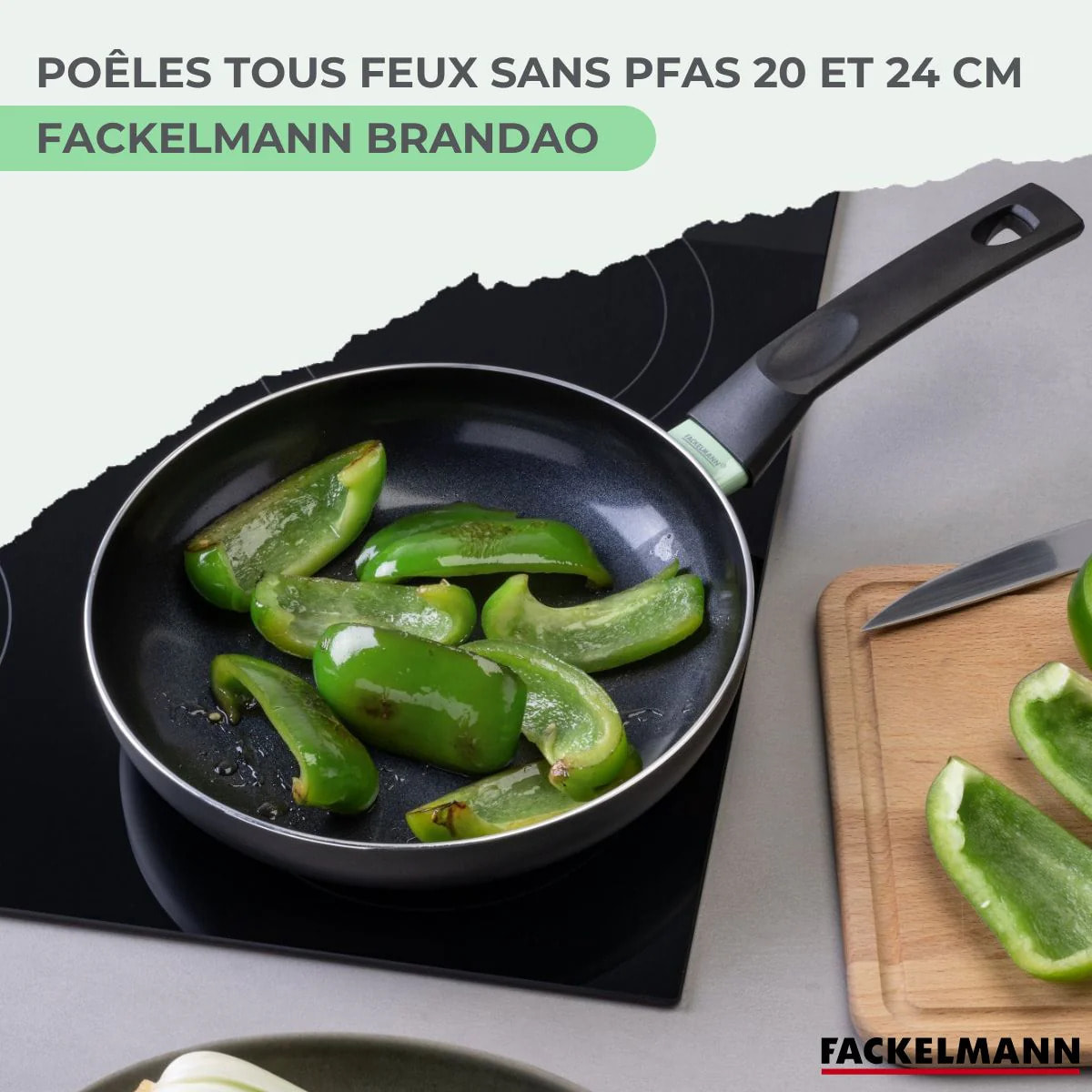 Set de 2 poêles antiadhésives céramique 20 et 24 cm Fackelmann Brandao