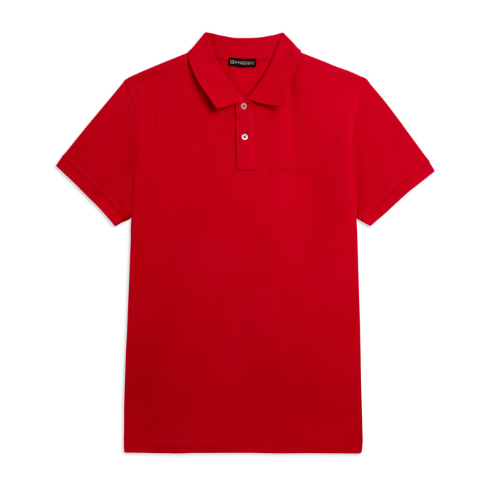 Polo Uomo Freddy in Piquet di Cotone con Logo Outline