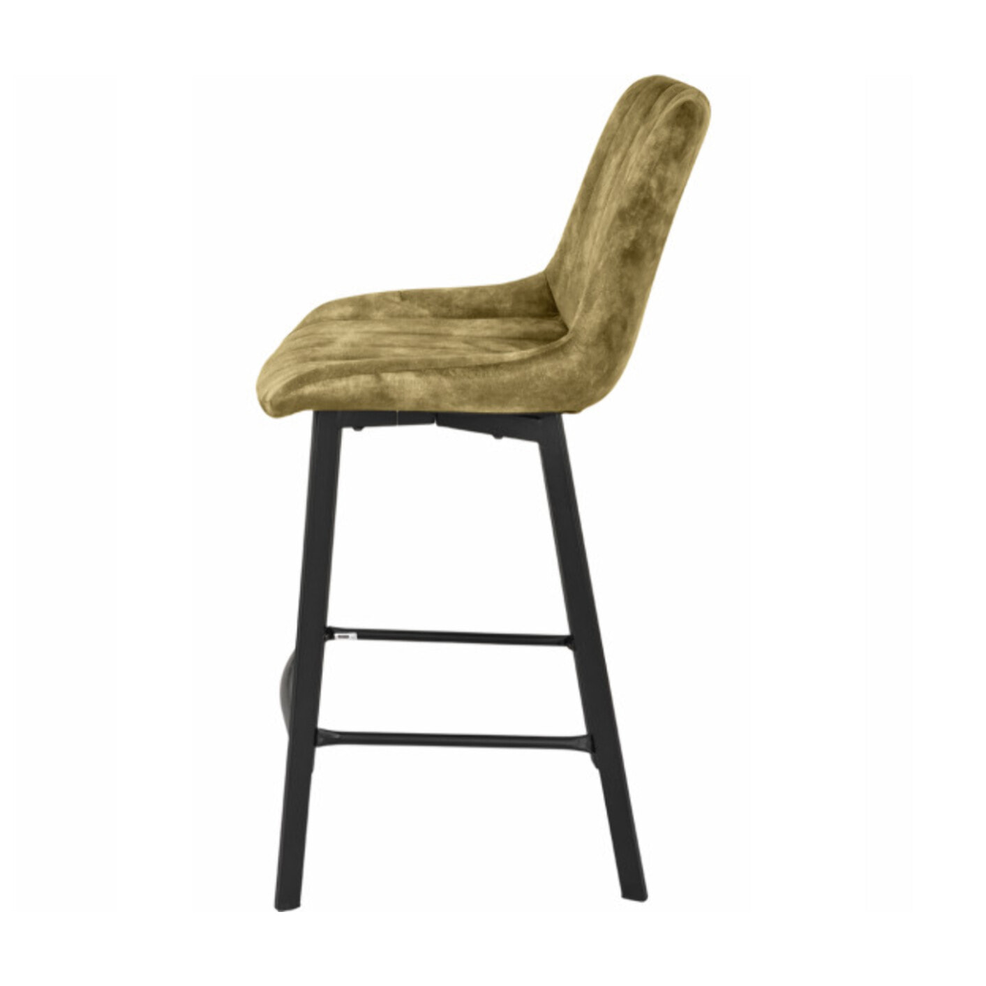 Tabouret de bar rembourré et capitonné en velours vert kaki EMMA 2