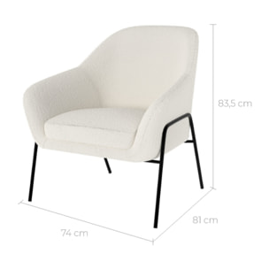 Fauteuil blanc/écru Aubin effet laine bouclette