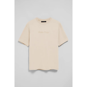 Camiseta beige de manga corta y cuello redondo con logotipo Polo Club