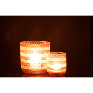 J-Line photophore Lignes - verre - rouge/blanc - large