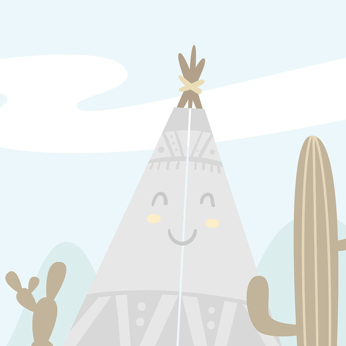 Papier peint enfant tipis et cactus Intissé