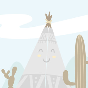 Papier peint enfant tipis et cactus Intissé