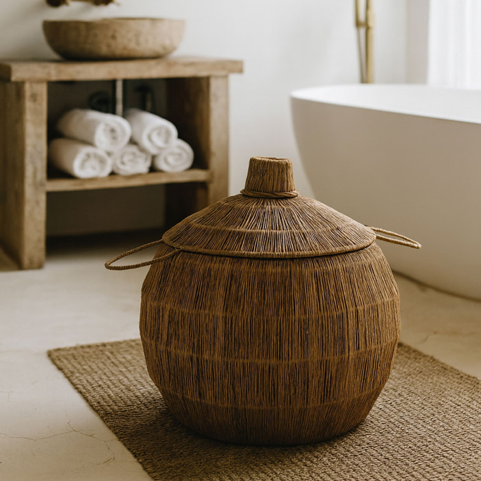 Panier en jute avec couvercle et poignées 40cm SIBU