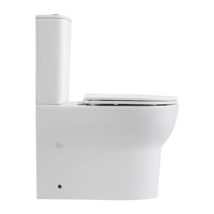 Pack WC A2 + Manguito conector | Inodoro de ceramica | Manguito extensible 150-470mm | WC con Tapa amortiguada | Doble descarga | Salida dual | Alday