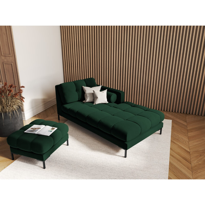 Méridienne droite "Bali" en velours vert bouteille