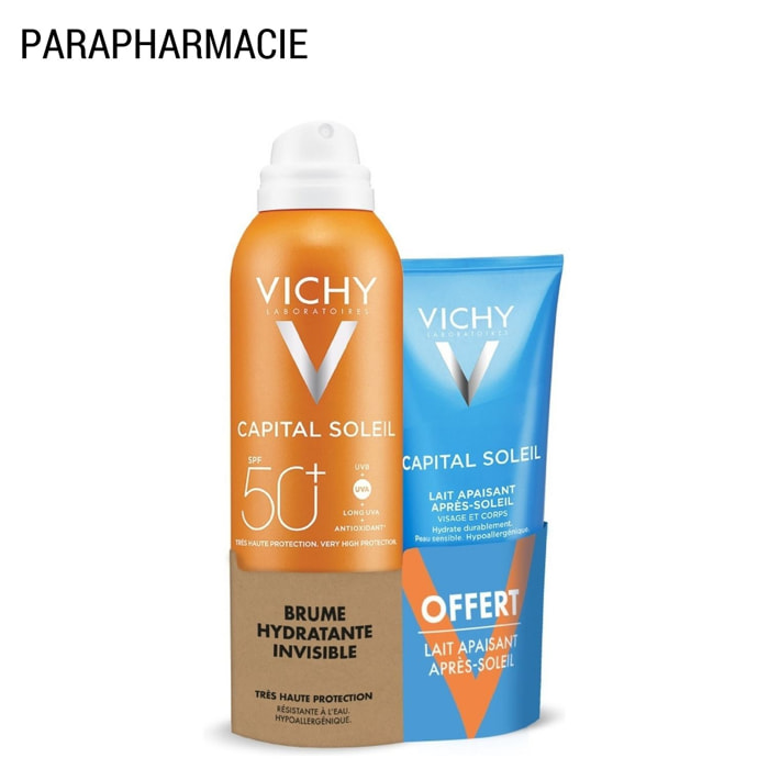 Capital Soleil SPF 50+ - Duo Brume Hydratante Invisible SPF50+ et Lait Apaisant Après-Soleil