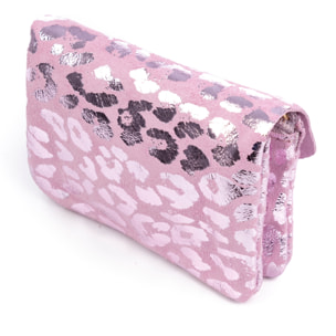 Alpignano portafoglio donna. Pelle vera Scamosciata, design animalier leopardato, laccato brillante.
