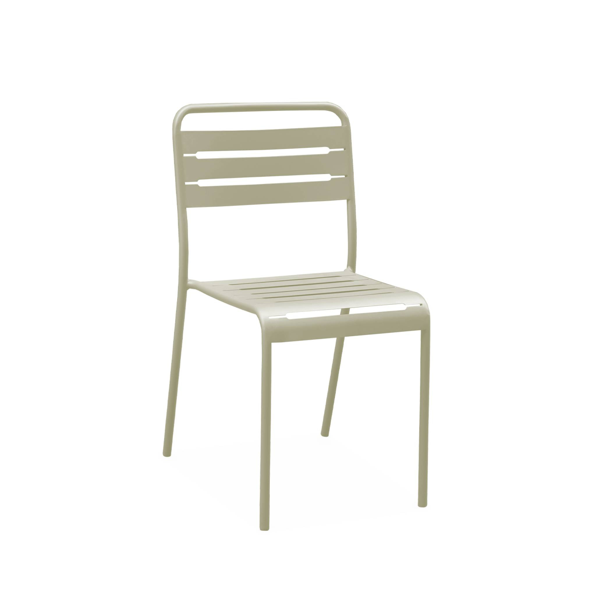 Lot de 4 chaises de jardin acier. 4 places. beige. Amelia. L44 x P52 x H79cm